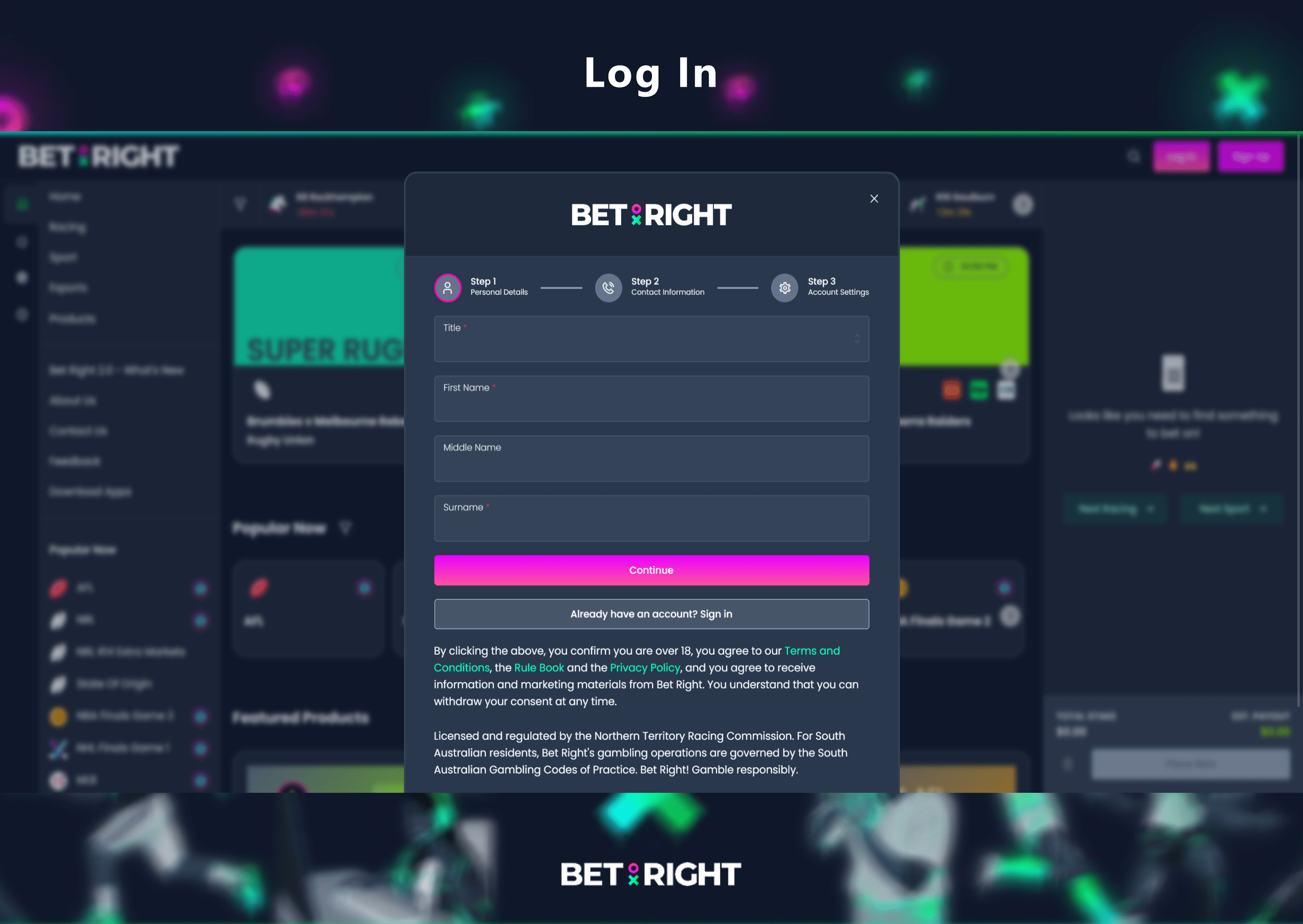 Bet Right Sign up