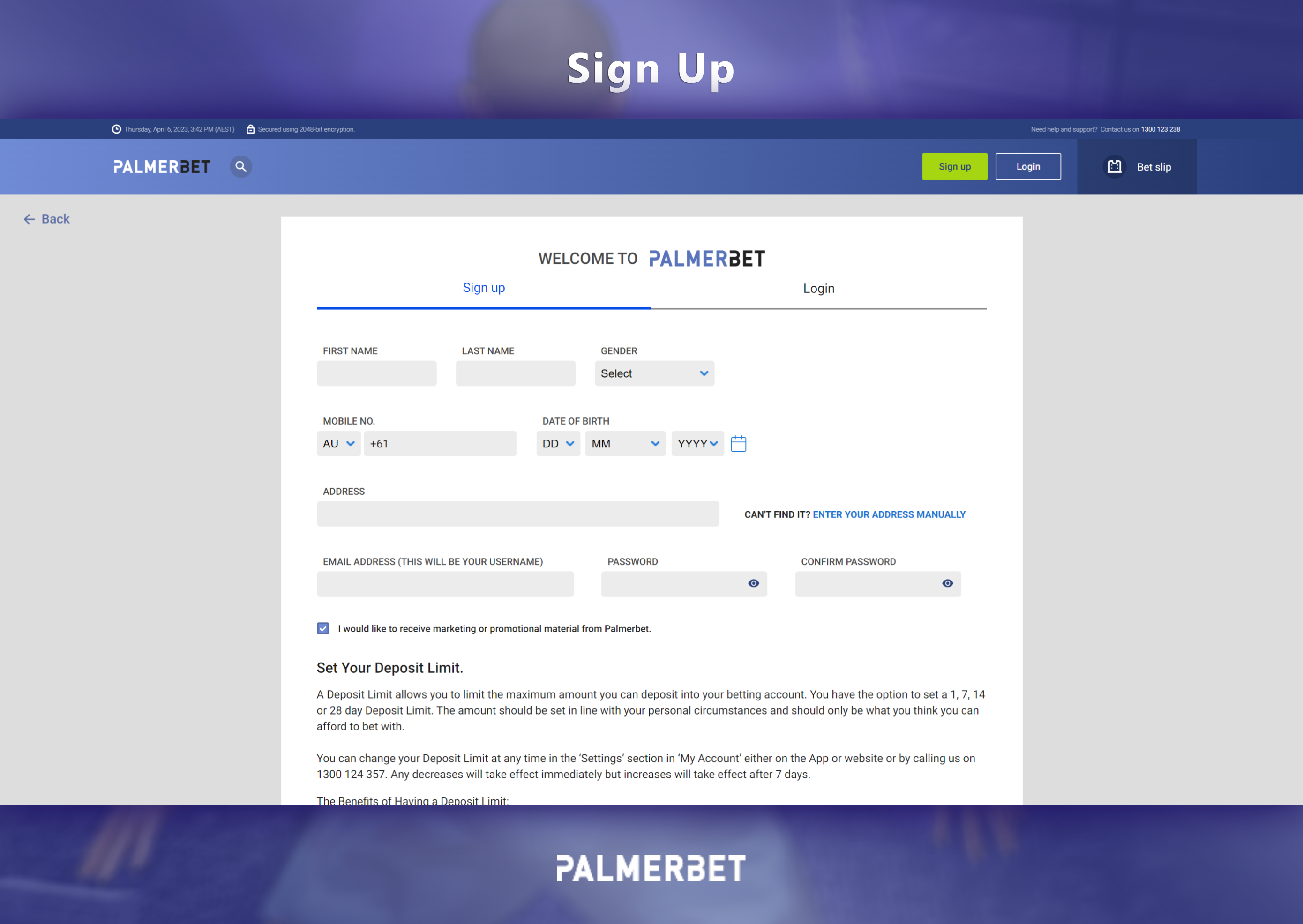 PalmerBet Login