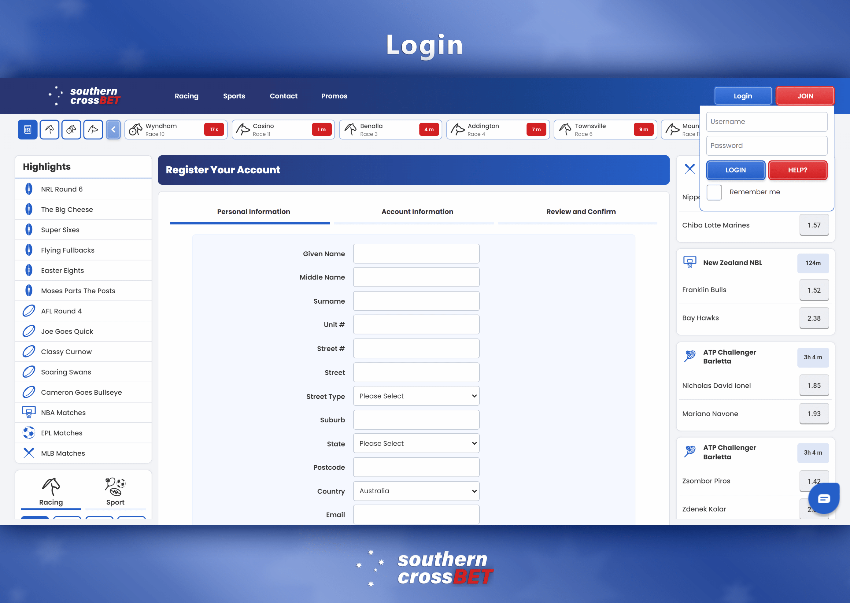 Southern Cross Bet Login